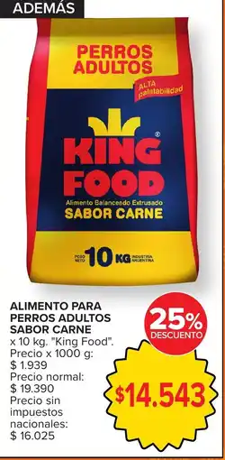 Carrefour King food alimento para perros adultos sabor carne oferta