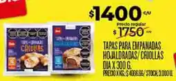 Supermercados DIA Dia tapas para empanadas hojaldradas/criollas oferta