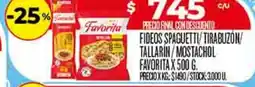 Supermercados DIA Favorita fideos spaguetti/tirabuzón tallarin/mostachol oferta