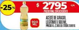 Supermercados DIA Legítimo aceite de girasol oferta