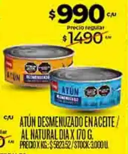 Supermercados DIA Dia atún desmenuzado en aceite/al natural oferta