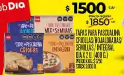 Supermercados DIA Dia tapas para pascualina criollas/hojaldradas integrat semillas/integral oferta