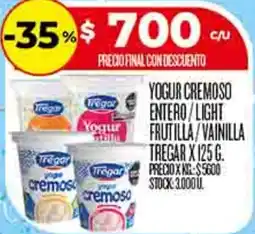 Supermercados DIA Tregar yogur cremoso entero/light frutilla/vainilla oferta