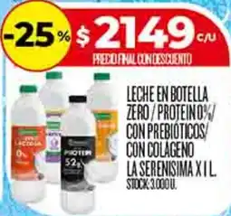 Supermercados DIA La serenisima leche en botella zero/protein 0%/ con prebioticos con colágeno oferta