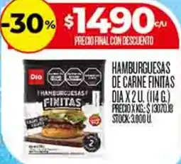 Supermercados DIA Dia hamburguesas de carne finitas oferta