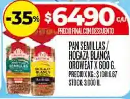 Supermercados DIA Oroweat pan semillas/ hogaza blanca oferta
