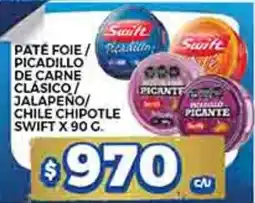 Supermercados DIA Swift pate foie/ picadillo de carne clásico jalapeño/ chile chipotle oferta