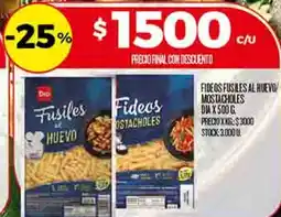 Supermercados DIA Dia fideos fusiles al huevo mostacholes oferta