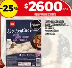 Supermercados DIA Dia sorrentinos de ricota jamon cocido y muzzarella oferta
