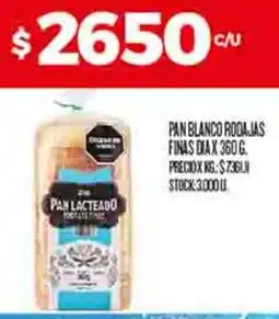 Supermercados DIA Pan blanco rodajas finas oferta