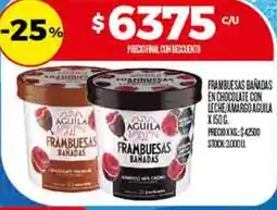 Supermercados DIA Aguila frambuesas bañadas en chocolate con leche/amargo oferta