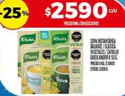 Supermercados DIA Knorr sopa instantánea balance/clasica vegetales/zapallo quick oferta