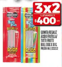 Supermercados DIA Bull dog gomita regaliz ácido frutilla tutti frutti oferta