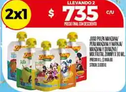 Supermercados DIA Zummy jugo pulpa manzana pera manzana y narnja manzana y durazno/ mix frutal oferta