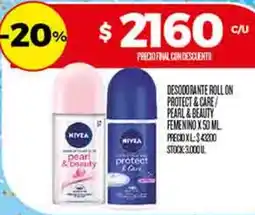 Supermercados DIA Nivea desodorante roll on protect&care/ pearl&beauty femenino oferta