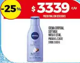 Supermercados DIA Nivea crema corporal soft milk oferta