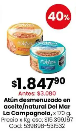 Coto La campagnola atún desmenuzado en aceite/natural del mar oferta