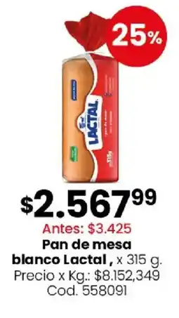 Coto Lactal pan de mesa blanco oferta