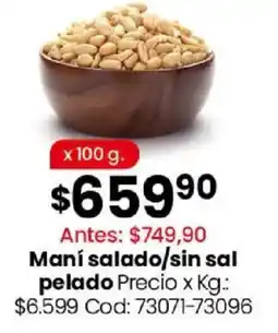 Coto Maní salado/sin sal pelado oferta