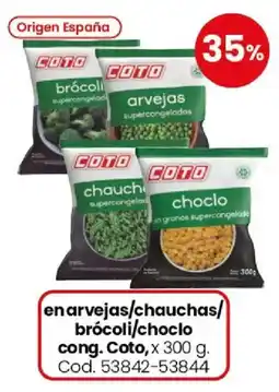 Coto Coto en arvejas/chauchas/ brócoli/choclo cong. oferta
