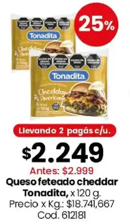 Coto Tonadita queso feteado cheddar oferta