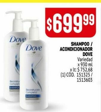 Makro Shampoo/acondicionador dove 930ml oferta