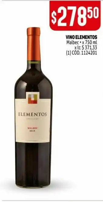 Makro Vino elementos malbec 750ml oferta