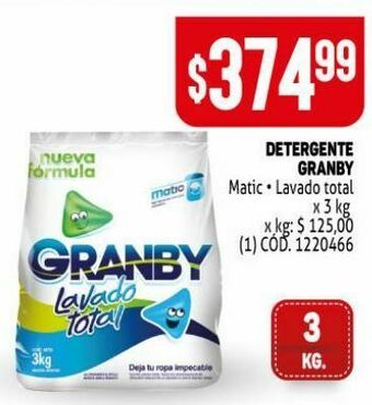 Makro Detergente granby 3kg oferta