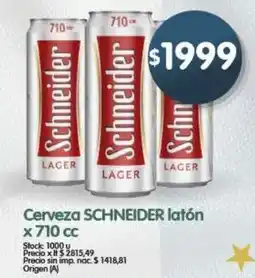 Supermercados Buenos Días Schneider cerveza latón oferta