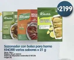 Supermercados Buenos Días Knorr sazonador con bolsa para horno varios sabores oferta