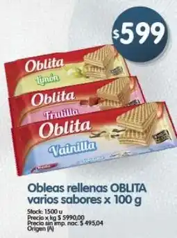 Supermercados Buenos Días Oblita obleas rellenas varios sabores oferta