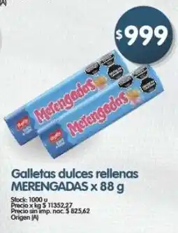 Supermercados Buenos Días Merengadas galletas dulces rellenas oferta