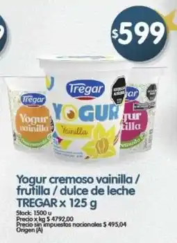 Supermercados Buenos Días Tregar yogur cremoso vainilla/ frutilla/dulce de leche oferta
