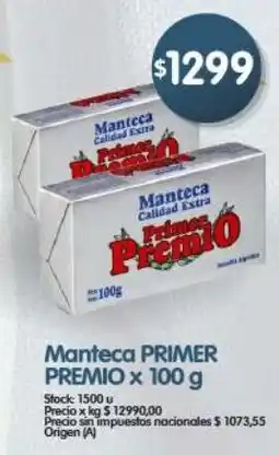 Supermercados Buenos Días Primer premio manteca oferta