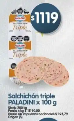 Supermercados Buenos Días Paladini salchichón triple oferta