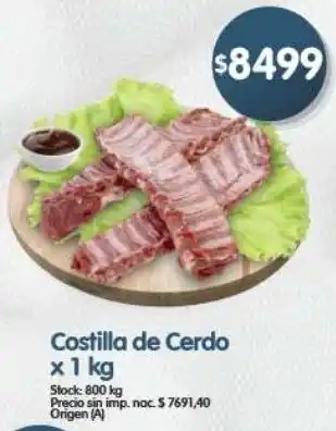 Supermercados Buenos Días Costilla de cerdo oferta