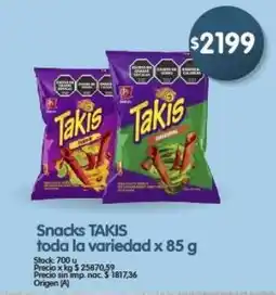 Supermercados Buenos Días Takis snacks toda la variedad oferta