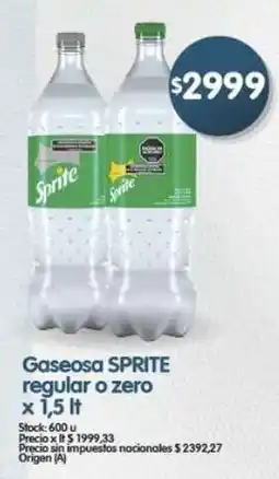 Supermercados Buenos Días Sprite gaseosa regular o zero oferta