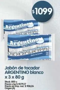 Supermercados Buenos Días Argentino jabón de tocador blanco oferta