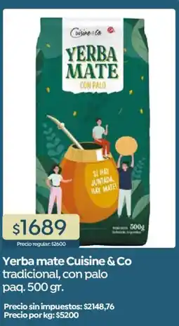 Supermercados Vea Cuisine & Co yerba mate tradicional, con palo paq. oferta