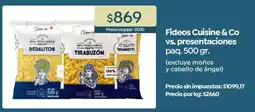 Supermercados Vea Cuisine & Co fideos vs. presentaciones paq. oferta