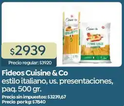 Supermercados Vea Cuisine & Co fideos estilo italiano, us. presentaciones, paq. oferta
