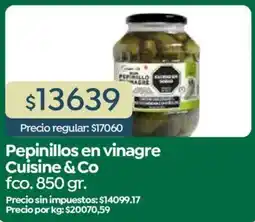 Supermercados Vea Cuisine & Co pepinillos en vinagre fco. oferta
