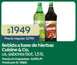 Supermercados Vea Cuisine & Co bebida a base de hierbas Us. sabores bot. oferta