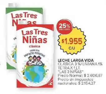 Las 3 niñas leche larga vida clásica 3 %/liviana 1% tetra