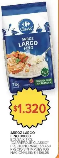 Carrefour Market Carrefour classic arroz largo fino 00000 bolsa oferta