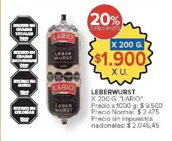 Carrefour Market Lario leberwurst oferta