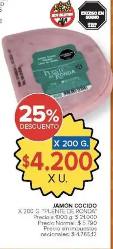 Carrefour Market Puente de ronda jamón cocido oferta