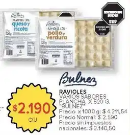 Carrefour Market Bulnez ravioles varios sabores plancha oferta