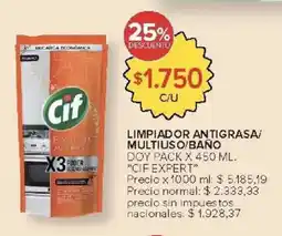 Carrefour Market Cif expert limpiador antigrasa/ multiuso/baño doy pack oferta